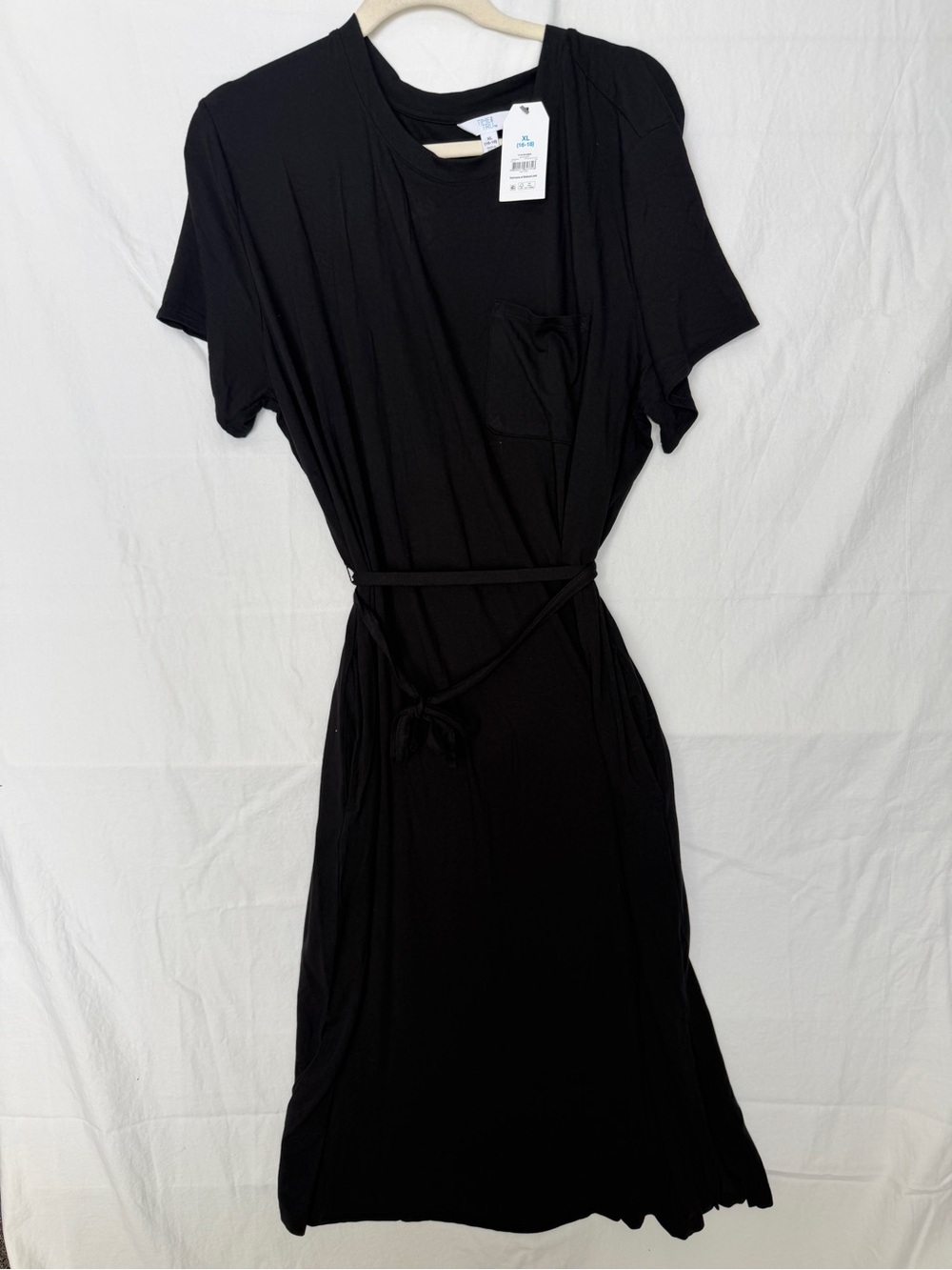 Time and Tru Black t-shirt dress with belt NWT XL